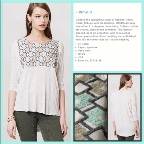 Anthropologie Dolan Quaintrelle Embroidered Top - Picture 2 of 8